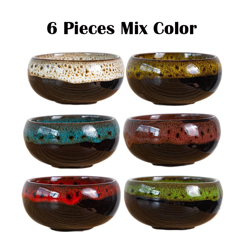 6Pc Ceramic Flower Pots Kiln Change Mini Wicker Bonsai Plant Flowerpot Mold Planters For Yard Garden Desktop Decor Flowers Ceram