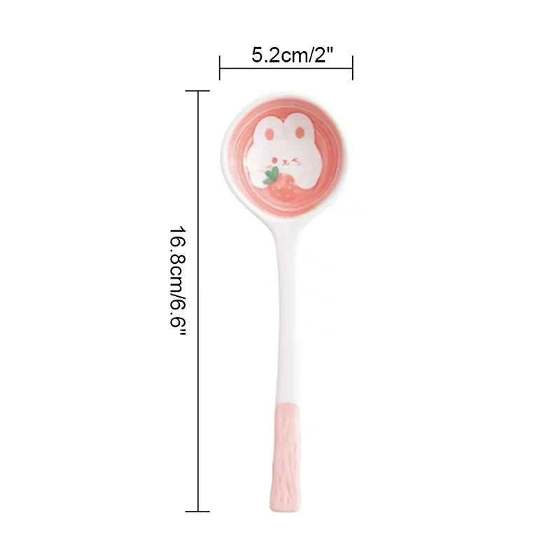 1Pcs Ceramic Soup Spoon Cereal Spoon Cute Household Tableware Painted Coffee Spoon Jam Spoon Gift Dessert Scoop Kitchenware