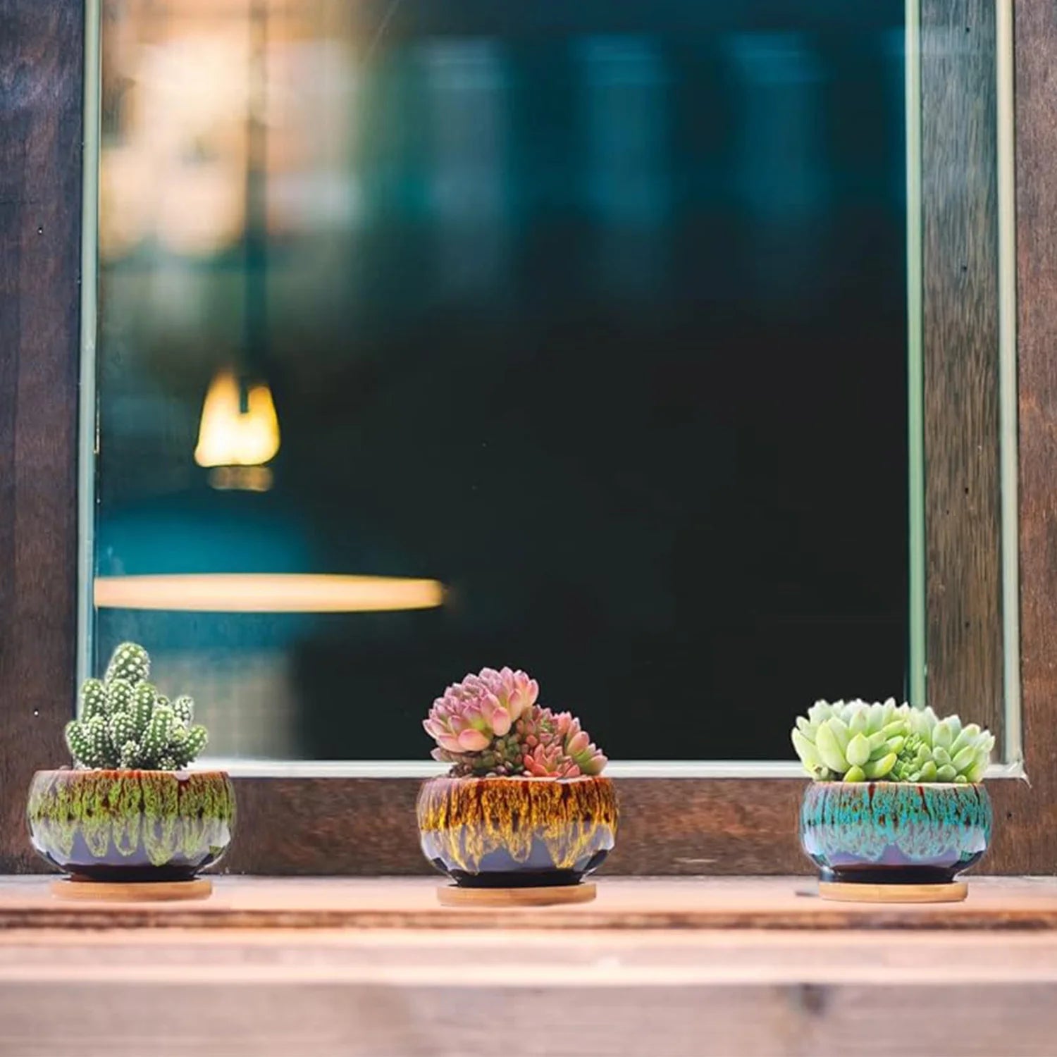 6Pc Ceramic Flower Pots Kiln Change Mini Wicker Bonsai Plant Flowerpot Mold Planters For Yard Garden Desktop Decor Flowers Ceram