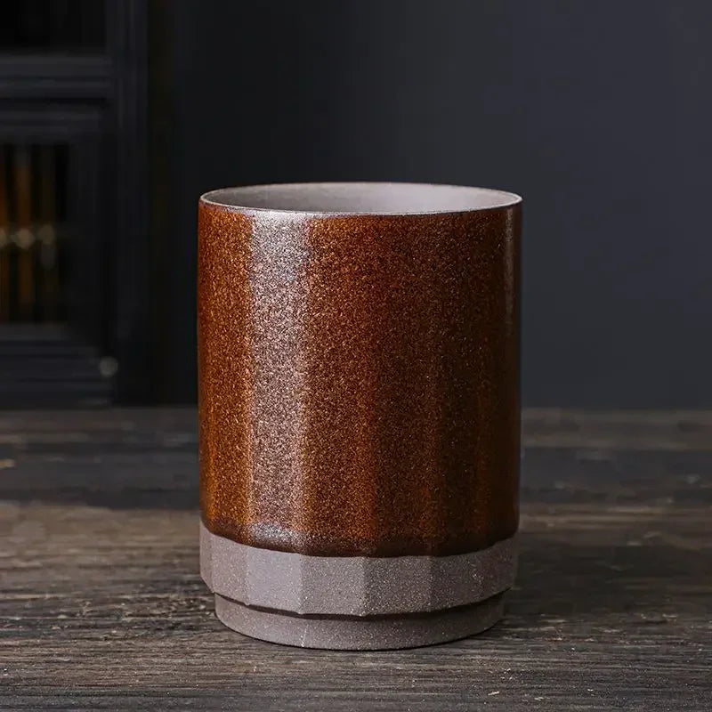 Vintage Chinese Ceramic Mug, Handmade Stoneware Large Coffee Cup, Unique Rustic Design for Home & Office Use, 1-Piece Cup