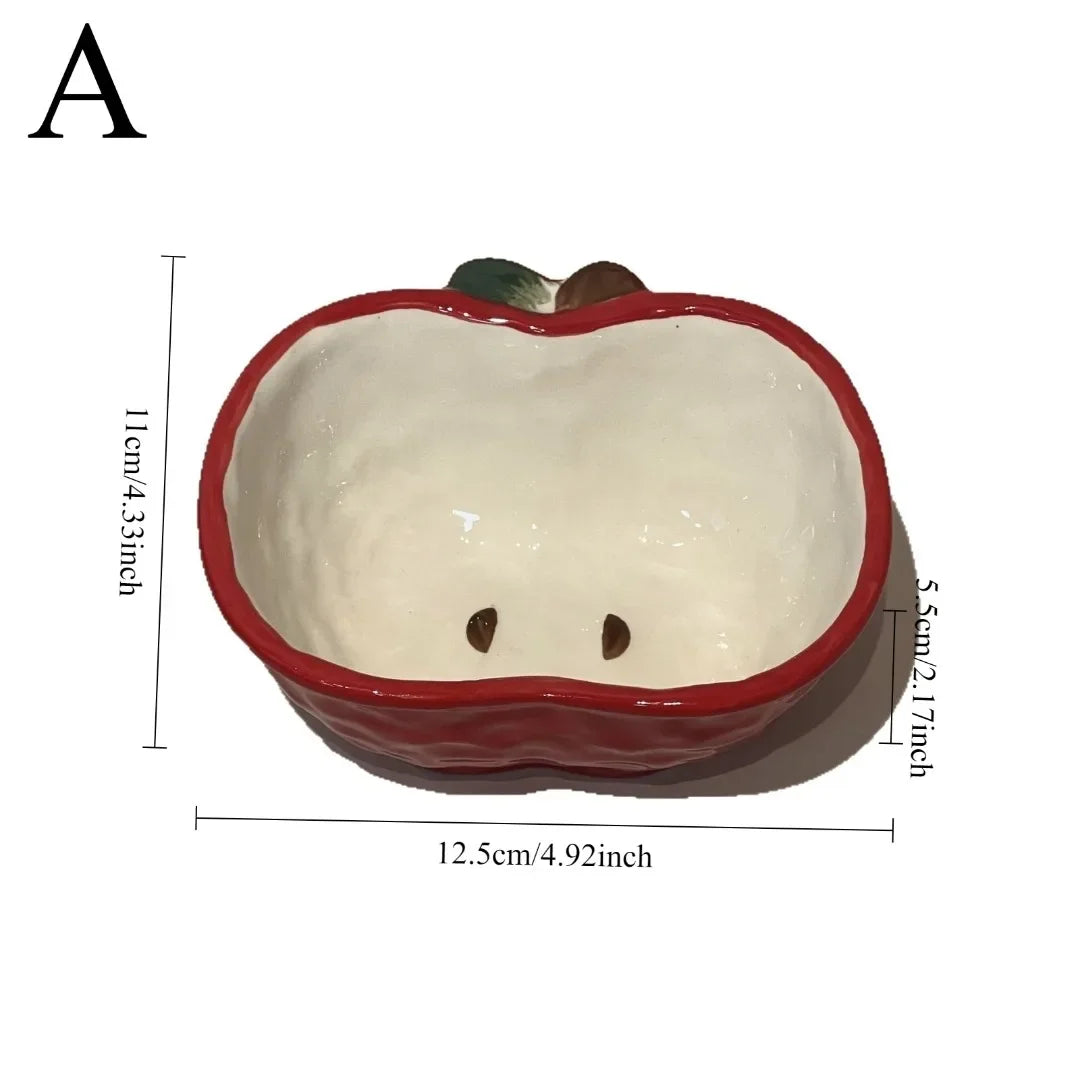 Cute Creative Apple Modeling Ceramic Dishes Kitchen Yogurt Bowls Salad Bowls Seasoning Dishes Table Decoration.
