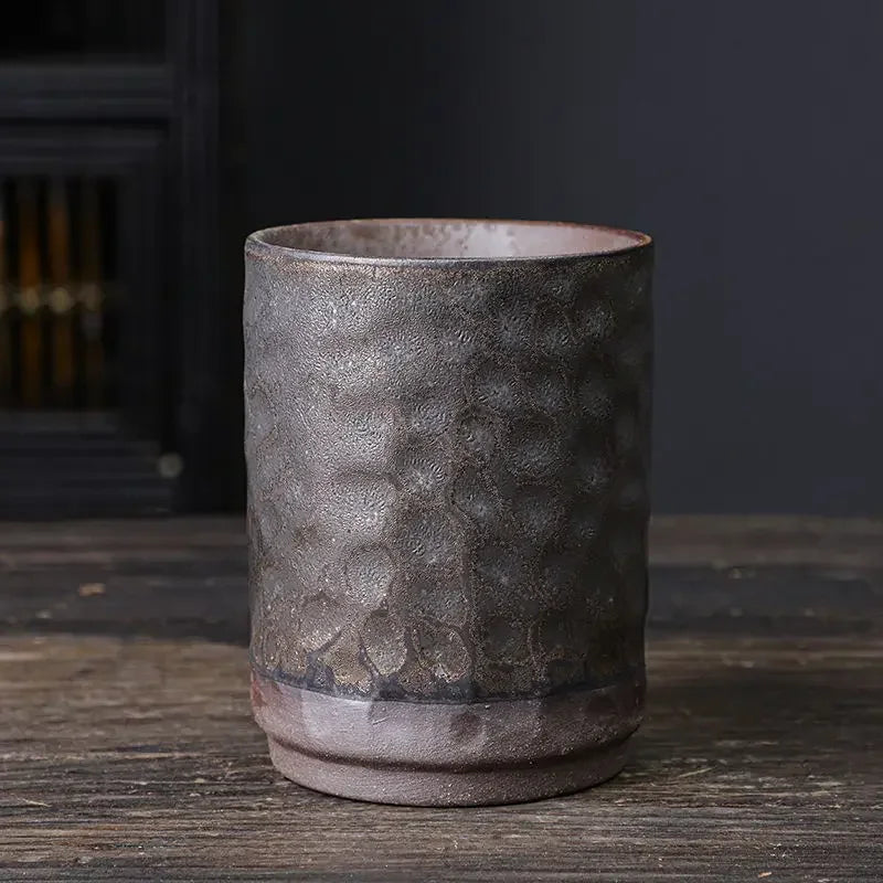 Vintage Chinese Ceramic Mug, Handmade Stoneware Large Coffee Cup, Unique Rustic Design for Home & Office Use, 1-Piece Cup