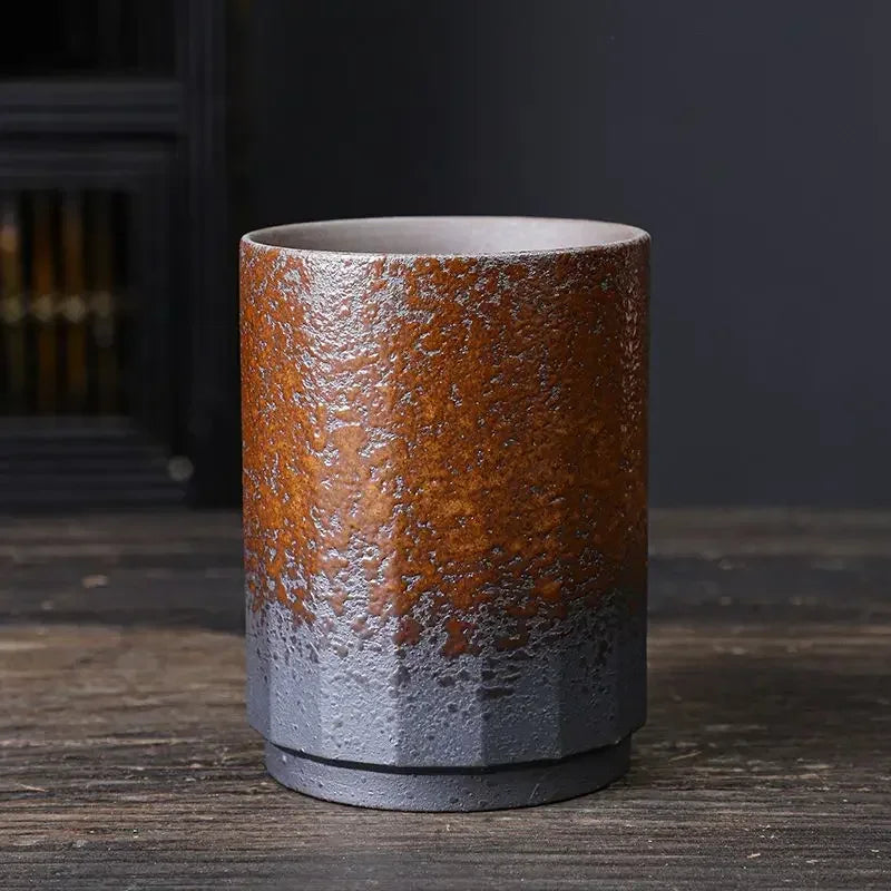 Vintage Chinese Ceramic Mug, Handmade Stoneware Large Coffee Cup, Unique Rustic Design for Home & Office Use, 1-Piece Cup