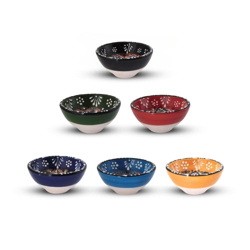 Set of 6 Ceramic Dip Bowls – Rochelle, Summer Bloom – 8cm