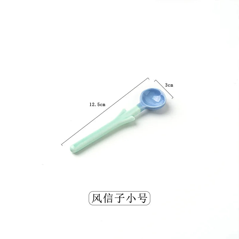 Ceramic Flower Spoons, Tulip Shaped Creative Ceramic Spoon, Cute Student Hand-painted Coffee Milk Stirring Spoon, Tableware, 1 P